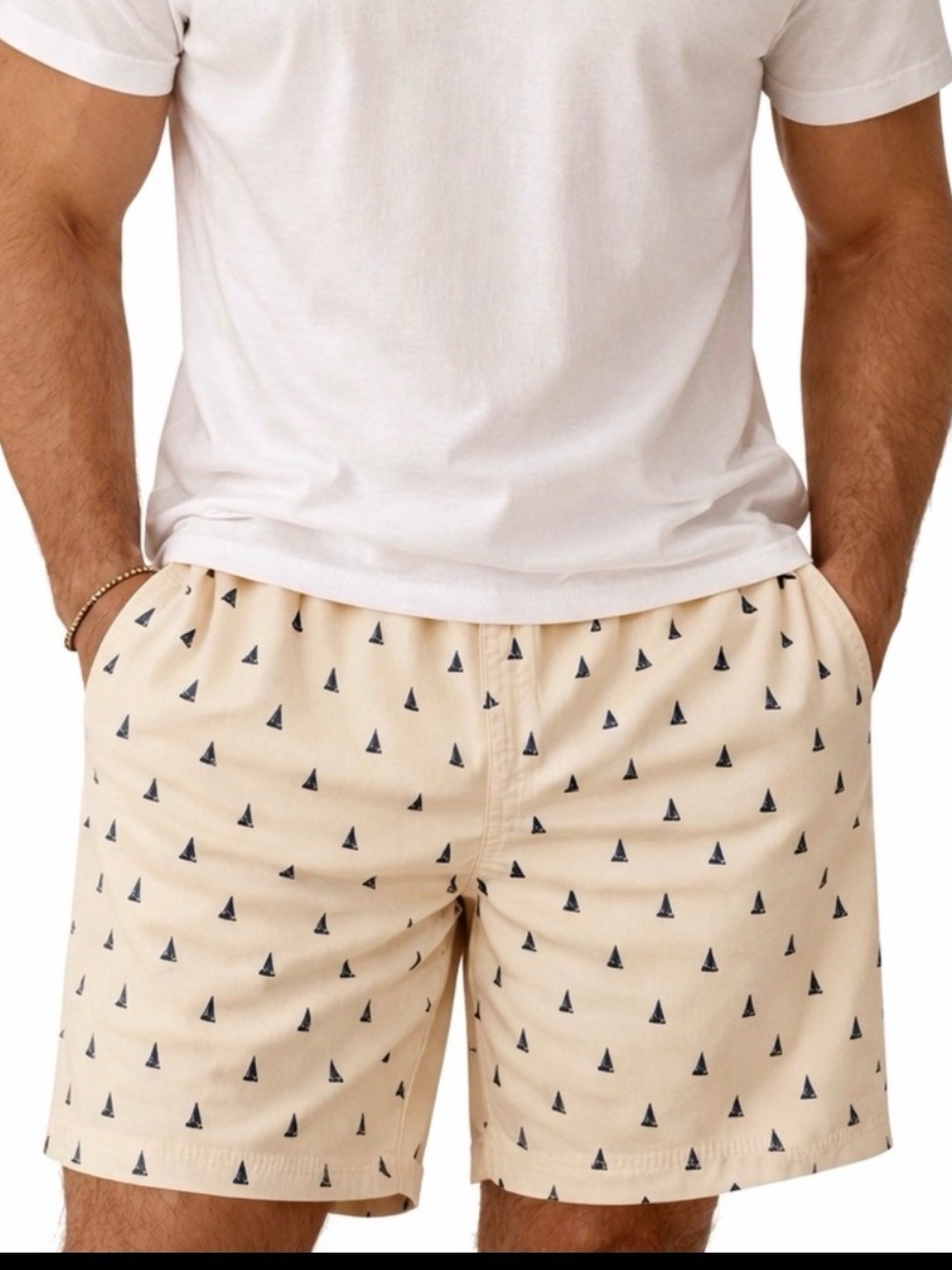 NWT Spicy Tuna XL Light Yellow Sailboat Swim Trunks Drawstring Beach Shorts